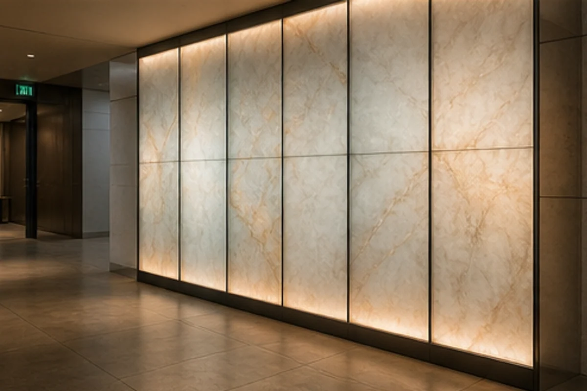 Gestaltete Glasfläche im Innenraum als Beispiel für architektonische Glasberatung